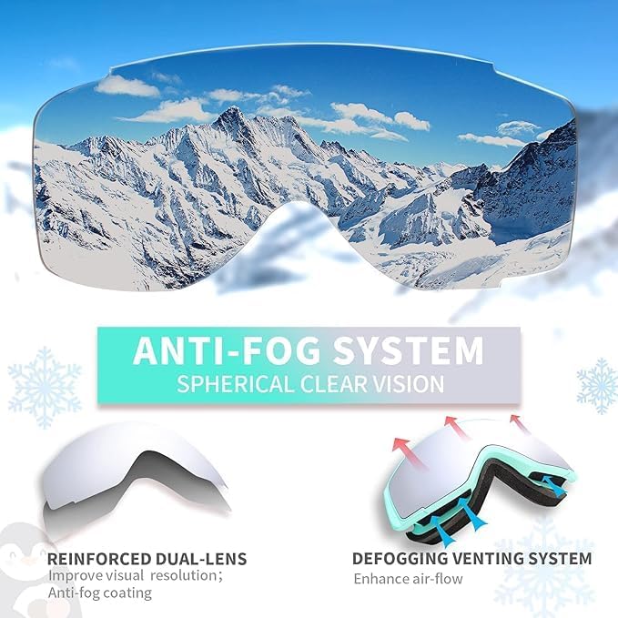 Freela Kids Ski Snowboard Goggles for Toddler(3-14) Youth Anti Fog Anti UV Goggles Girls Boys Snow Skiing Equipment - Image 5